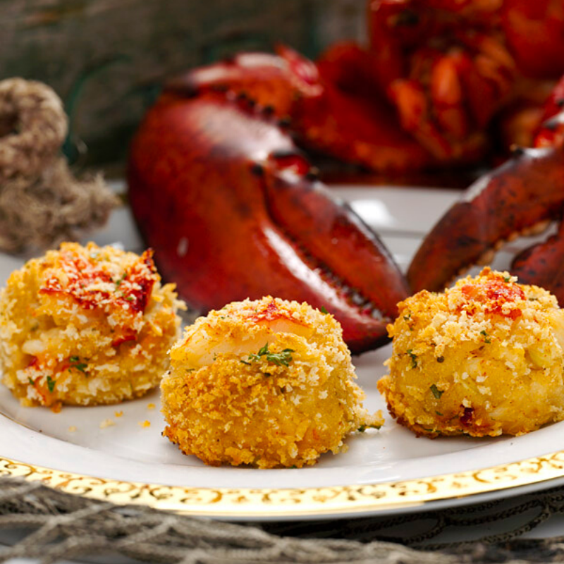 Maine lobster cakes with a hand-scooped dome top