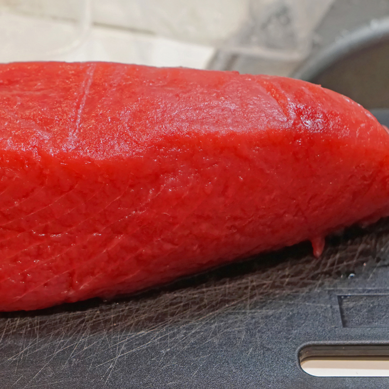 Whole yellowfin saku tuna loin block, sashimi grade